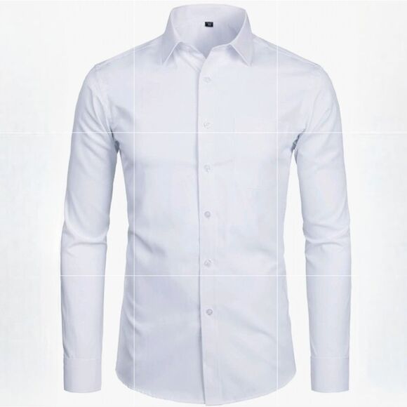 Zeroyaa Men's White Button-Down Cotton-blend Dress Shirt - Picture 1 of 14